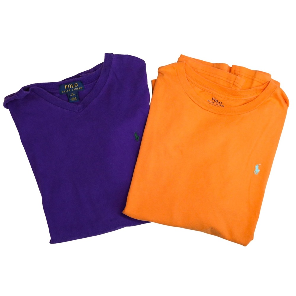 Polo Ralph Lauren Shirt Bundle Kids XL 18-20 Purple V-Neck Orange LS Lot 2